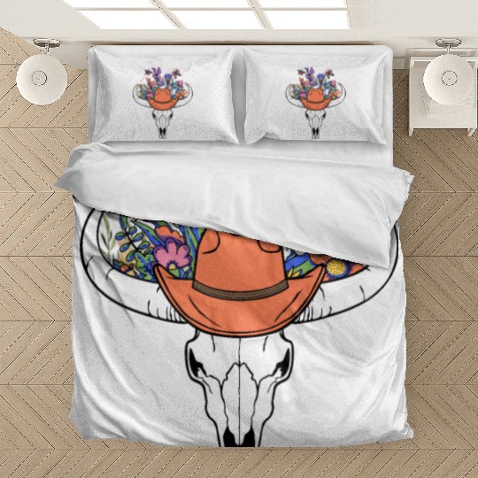 wildflower with Cow Skull blooming Bedding Sets