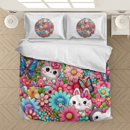 Garden Harmony scene with butterflies flitting Bedding Sets