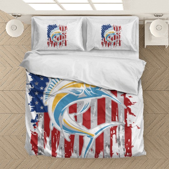 Patriotic Marlin Fishing Bedding Sets