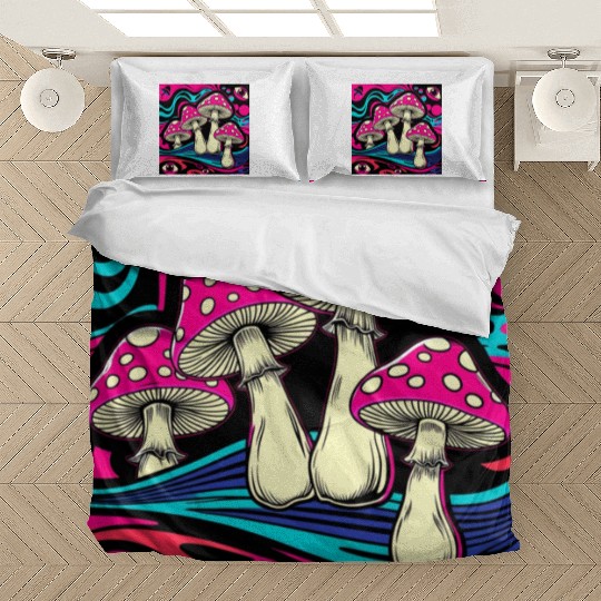 Psychedelic Shrooms: Neon Fungi Fantasy Bedding Sets