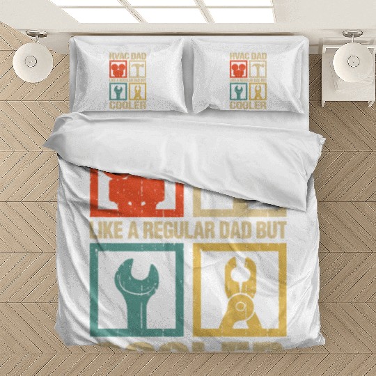 HVAC Dad But Cooler Funny HVAC Technician Father Bedding Sets