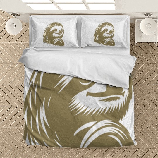 Thoughtful sloth face portrait silhouette Bedding Sets