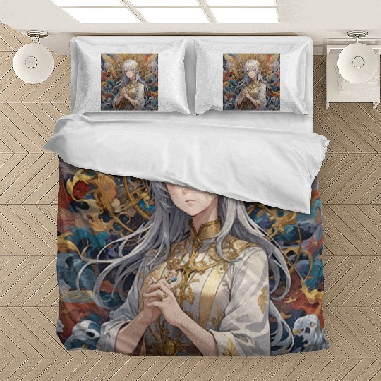 Celestial Serenity: Divine Anime Portrait Bedding Sets