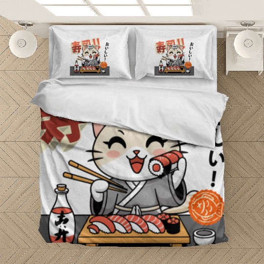 Sushi Chef Cat Adorable Culinary Cat Design Bedding Sets