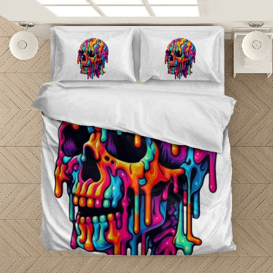 Vibrant Psychedelic Skull Bedding Sets