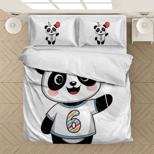 6th Birthday Panda Party Theme with Balloon Bedding Sets