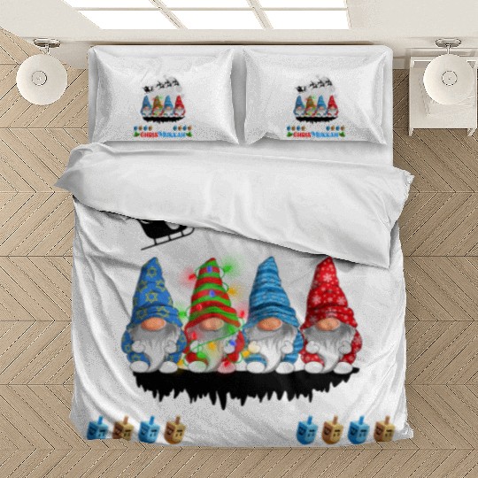 Happy Chrismukkah Gnomes Christmas Hanukkah Bedding Sets