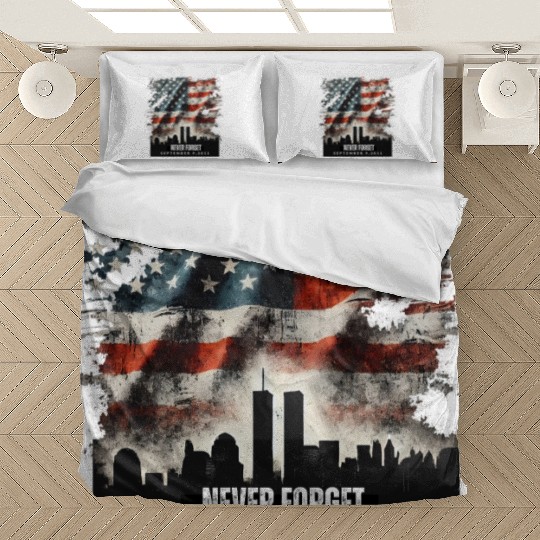 Never Forget September 11 2001 Memorial Day Flag Bedding Sets