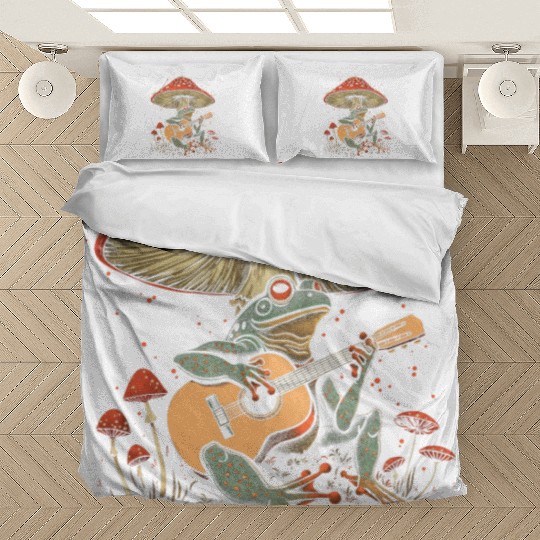 Cottagecore Aesthetic Frog Guitar Mushroom Goblinc Bedding Sets
