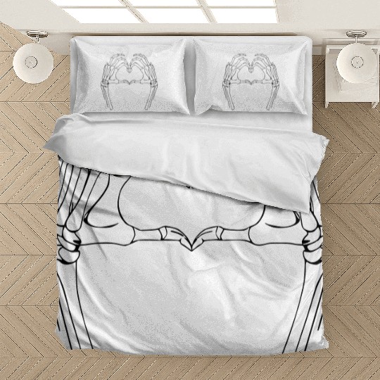 Heart skeleton hands halloween hearts vector path2 Bedding Sets