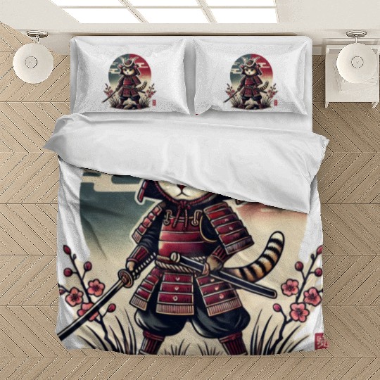Samurai Cat: Vintage Ukiyo-e Warrior Art Bedding Sets