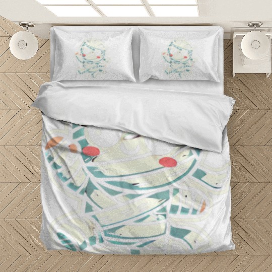 Adorable Kawaii Mummy Running Halloween Fun Design Bedding Sets
