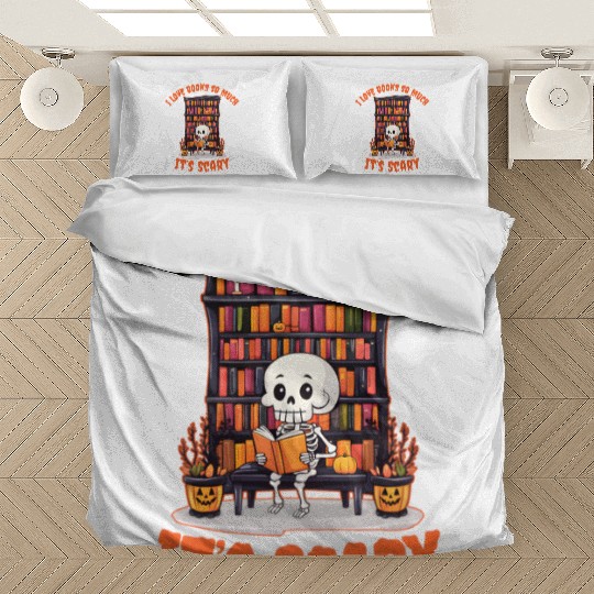 Halloween skeleton book lover reading adults Bedding Sets