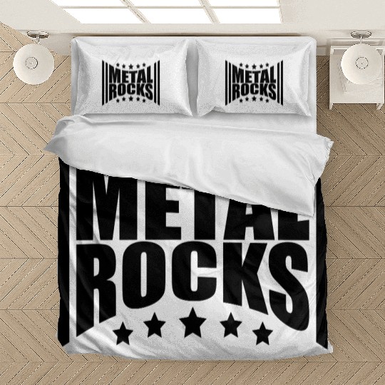 Heavy Metal Rocks Hard Rock Music Text Quote Logo Bedding Sets
