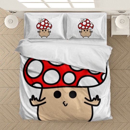Sassy Red Mushroom Pouting and Showing Middle Fing Bedding Sets