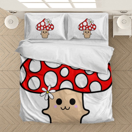 Cute Red Mushroom Smiling Bedding Sets