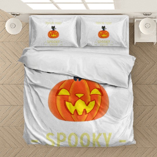 Spooky Season Trick or Treat Cat on Pumpkin Bedding Sets