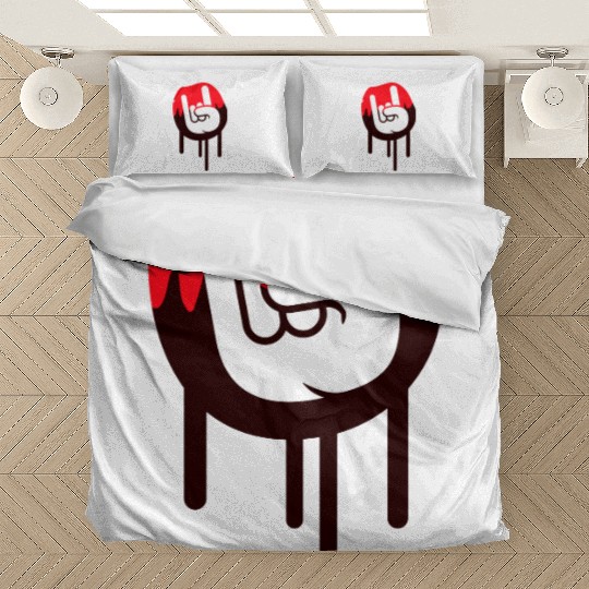 Heavy metal graffiti drop horn finger hand gesture Bedding Sets