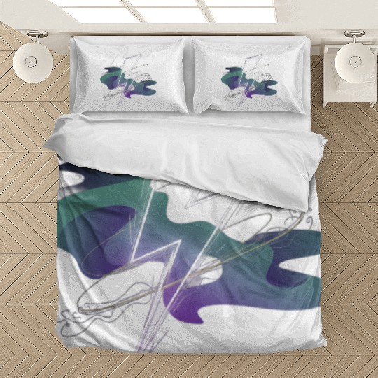 Electric Aurora: Lightning Meets Northern Lights Bedding Sets