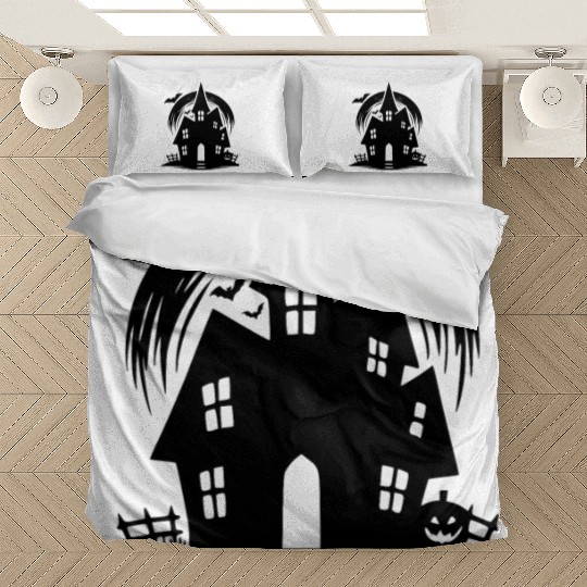 Bat Full Moon Haunted House Halloween Tattoo Bedding Sets