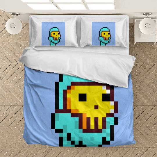 Pixel Alien golden mask Bedding Sets