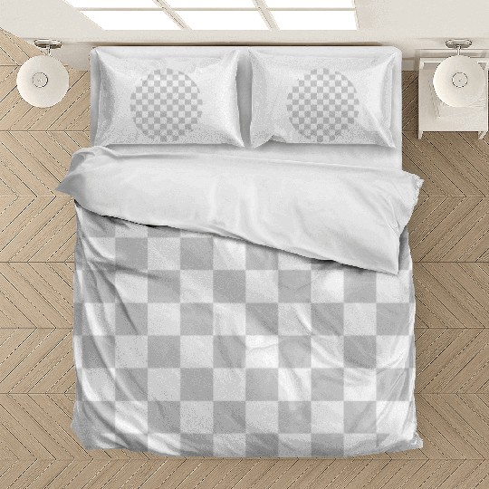Checkered - White and Light Gray Bedding Sets