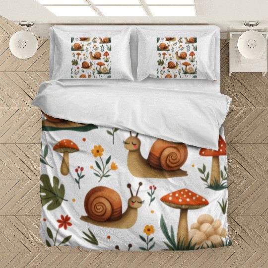 Charming Snails, Mushrooms, and Botanical Art Bedding Sets
