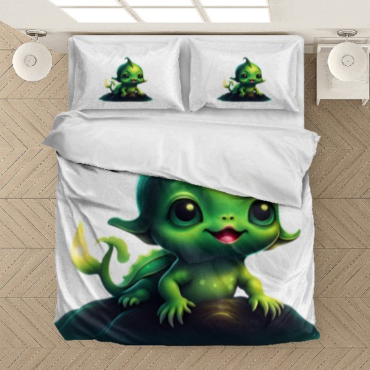 Green Monster Fish Lying on the Rock Bedding Sets