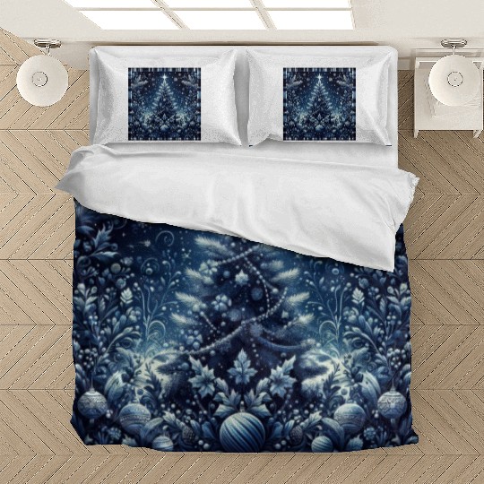 flannel blue and white christmas Bedding Sets