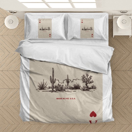 Desert Playing Card Vintage Western Landscape Bedding Sets
