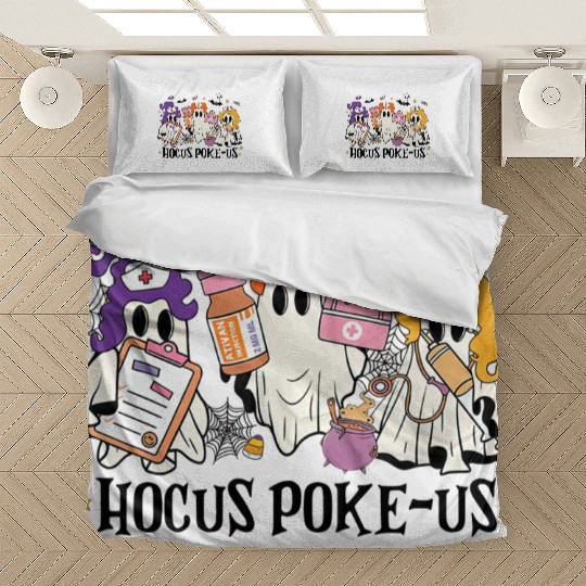 Hocus Poke Us Funny Ghost Vintage Halloween Bedding Sets
