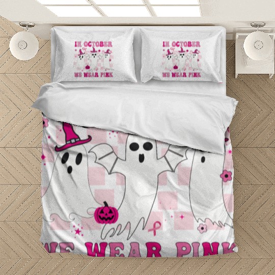 In October We Wear Pink Wizard Ghosts Halloween Bedding Sets