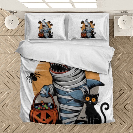 Spooky Shark Mummy and Black Cat Trick-or-Treat Bedding Sets