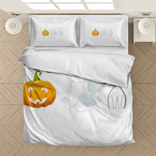Spooky Season Halloween Pumpkin Cute Cat Paw Ghost Bedding Sets