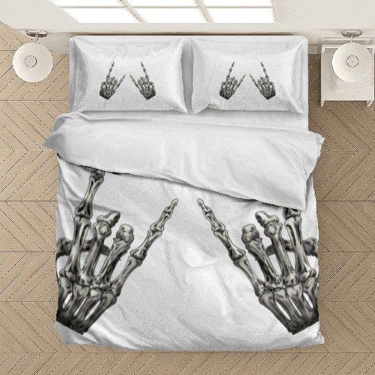 Rock On Rock Star Skeleton Hands Rocker Halloween Bedding Sets