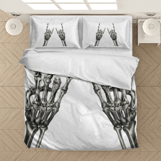 Rock On Rock Star Skeleton Hands Rocker Halloween Bedding Sets