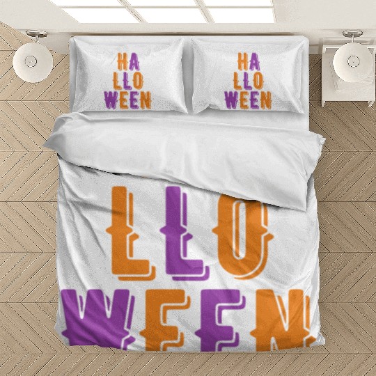 Retro Vintage Purple and Orange Halloween Stacked Bedding Sets