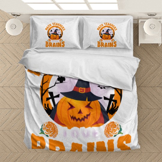 Math Teachers Love Brains Halloween Pumpkin Hat Bedding Sets