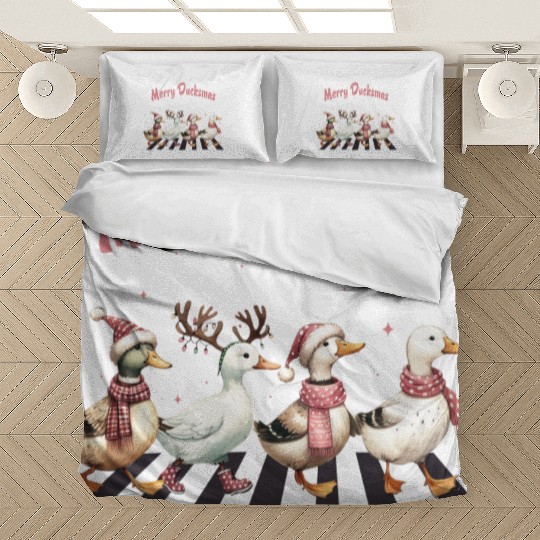 Merry Ducksmas Cute Ducks Farm Animals Christmas Bedding Sets