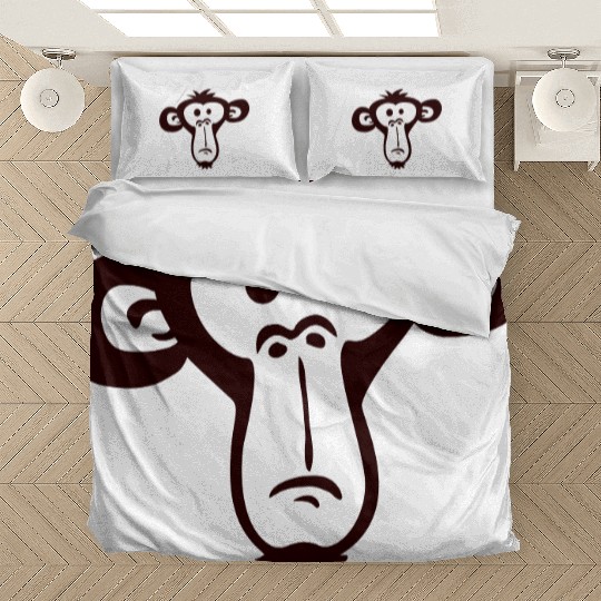 Sad Confused Monkey Head Funny Bored Primate Face Bedding Sets