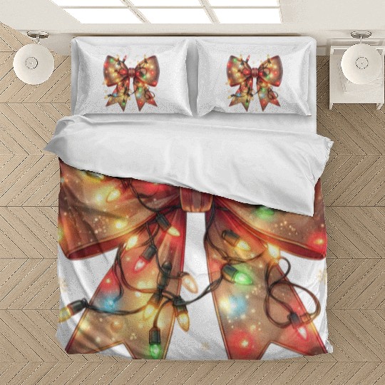 Christmas Light Coquette Bow Bedding Sets