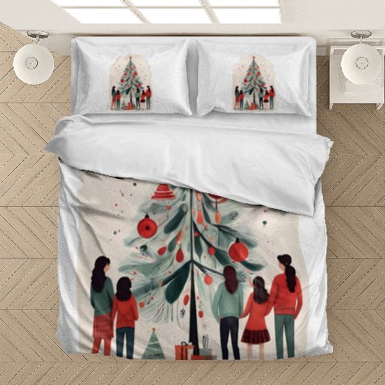 Joyful Family Christmas Celebration Bedding Sets