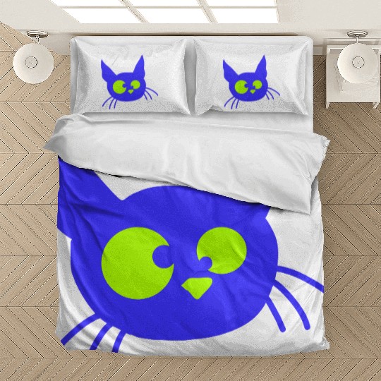 Crazy Cat Squinting Funny Eyes Grimace Fun Cartoon Bedding Sets