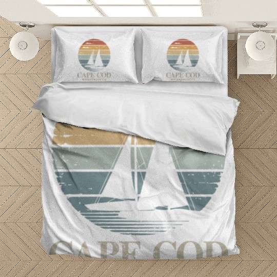 Cape Cod Vintage SunsetMassachusetts Sailing Bedding Sets