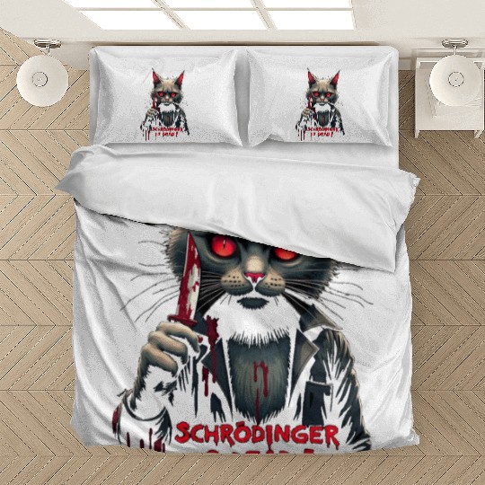 Psycho Killer Cat Schrödinger science joke 4 Bedding Sets