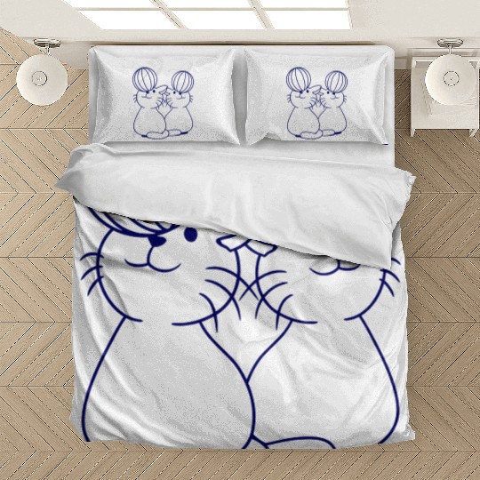 2 cats playing ball beach stand fun circus friends Bedding Sets