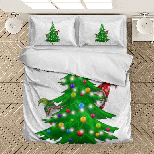 Christmas Gnomes Funny Tree Holiday Bedding Sets