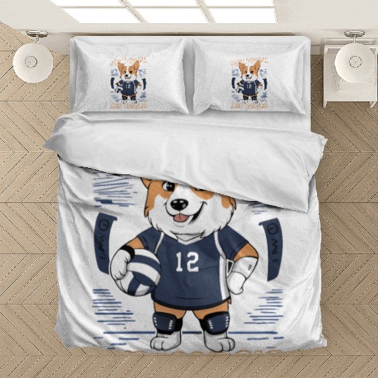 Love Volleyball and Corgis Design Bedding Sets