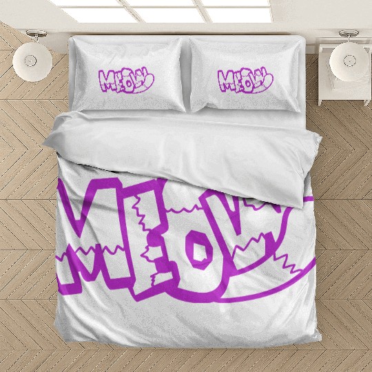 Funny Meow Cat Cartoon Text Quote Comic Letters Bedding Sets