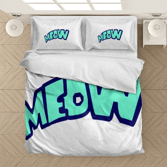Funny Meow Cat Cartoon Text Quote Comic Letters Bedding Sets